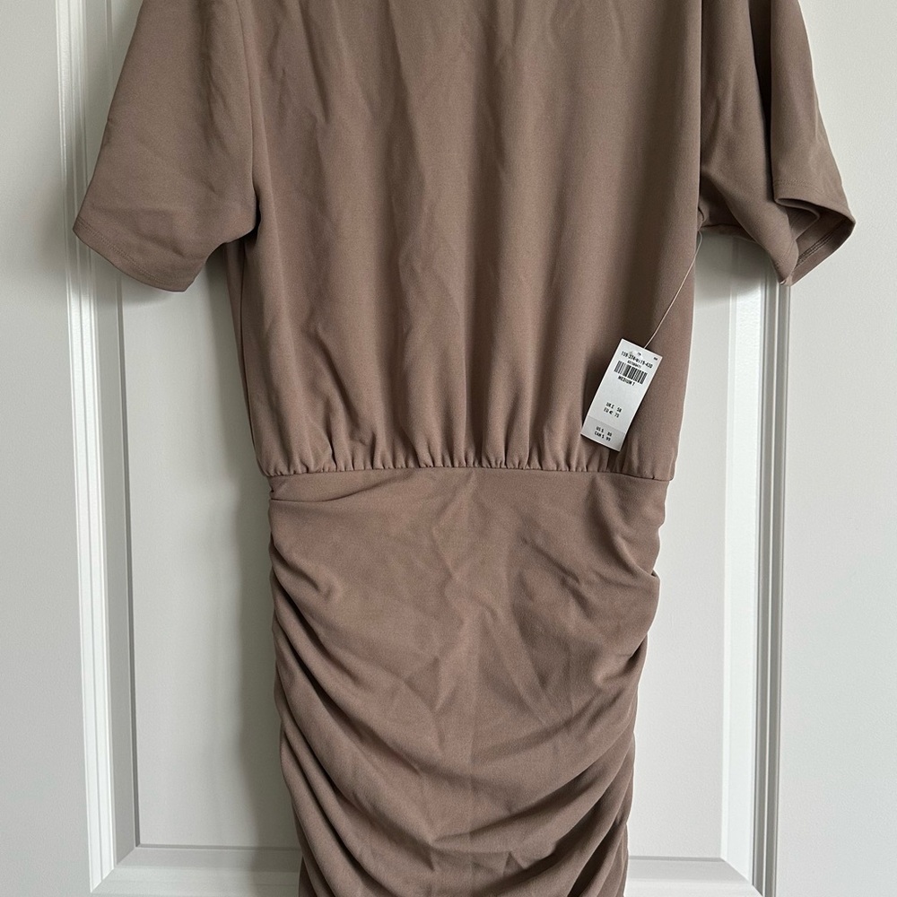 Abercrombie & Fitch ruched taupe dress